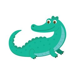 cartoon crocodile vector icon isolated on white background