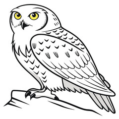Obraz premium Snowy owl perched on rock illustration bird wildlife