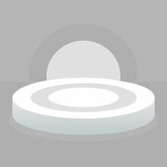 Obraz premium Minimalist white circular podium with layered background for product display