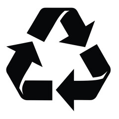 Black Recycling Symbol Silhouette Vector – Eco-Friendly Recycle Icon