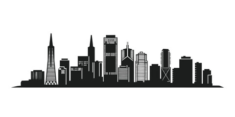 Fototapeta premium City skyline silhouette vector collection and urban building landscape set