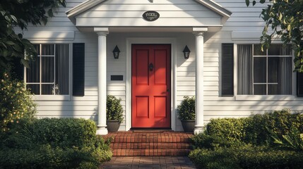 Naklejka premium architecture house with red door
