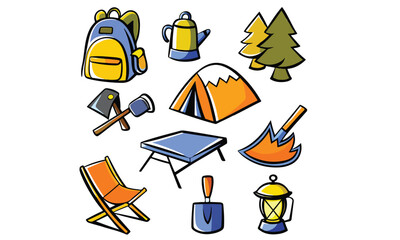 Camping Equipment Icons Collection