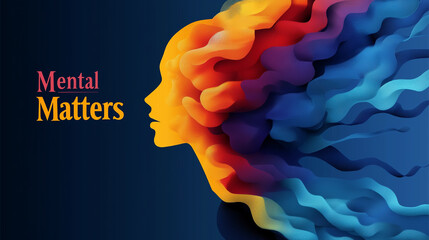 Explore the impact of mental health awareness through colorful artistry and design in a vibrant backdrop