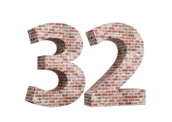 Number Thirty Two 32 Digit Made Of Old Grunge Texture Wall Of Bricks 3D Illustration