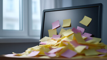 Sticky note on computer screen with employee birthday reminders in office workspace