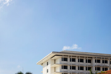 Obraz premium beautiful architecture building background, bright sky landscape, exterior building.