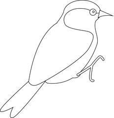 Bird on a branch line drawing, suitable for spring designs, printable decor, or greeting card templates.
