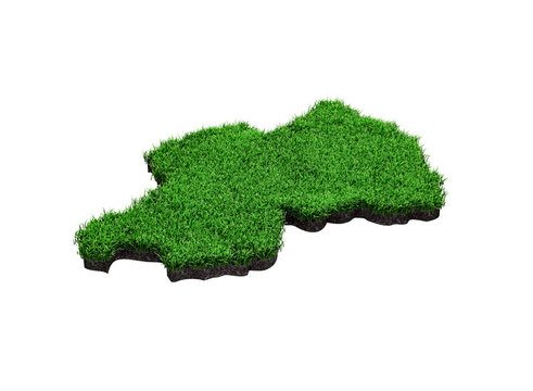 Rwanda Map soil land geology cross section with green grass and Rock ground texture 3d illustration - Powered by Adobe