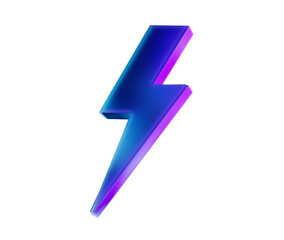 Fototapeta premium A glowing blue 3D lightning bolt icon with a sleek, modern and electrifying look. 3d illustration