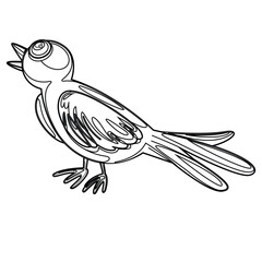  Silly cartoon bird in black and white vector line art, perfect for preschool humor-themed coloring pages.