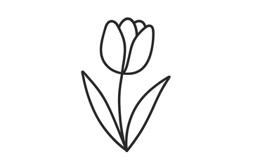 Elegant line drawing of a tulip created with minimalistic style suitable for various design projects