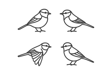 Bird illustrations showcasing different poses in a simple design suitable for various artistic purposes
