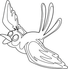 A sweet line art of a small bird perched, ideal for art classes, printable decor, or children’s activity books.