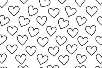 Pattern of hand-drawn hearts fills the background in a playful and whimsical design suitable for various creative projects