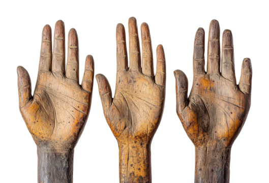 Artistic depiction of wooden hands textured details