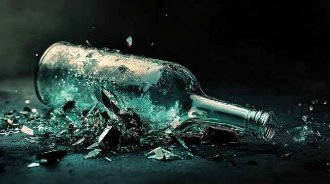 style broken glass bottle