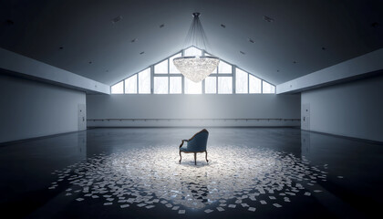 Serenity found in solitude within a minimalist art space