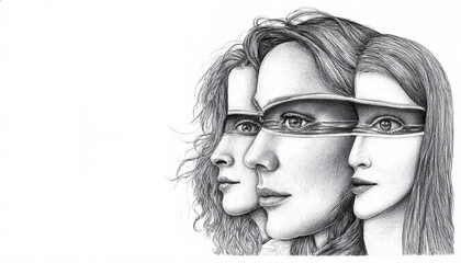 Three faces exploring themes of perception and identity through art