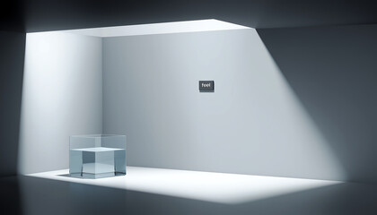 Reflective tranquility in a minimalist space with a focus on emotion