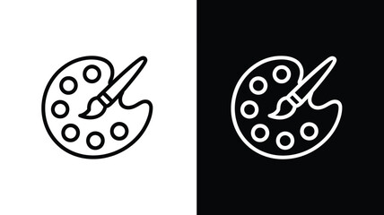 Vector art of a black and white art palette icon is isolated on white background