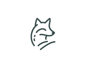 Fototapeta premium Minimalist line art illustration of a cute fox head on a white background