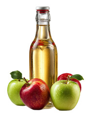 Apple Juice in Bottle &ndash; Clear Apple Juice in a Labeled Glass Bottle on Transparent Background

