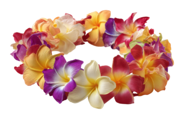 Vibrant floral lei decoration for hawaiian luau creative display