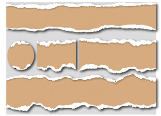 Fototapeta premium Torn Paper Edge Vector Elements on Transparent Background – Realistic Ripped Scrap Design