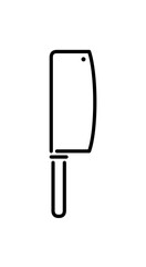 Line drawing of a cleaver, a kitchen knife with a large rectangular blade.