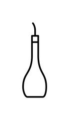 Simple black line drawing of a decorative oil or vinegar bottle.