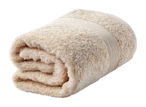 Soft beige towel folded neatly bathroom home relaxing environment