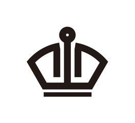 Simple black and white crown graphic design, stylized and outlined.