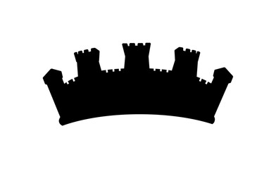 Silhouette of a mural crown, a symbol often used in heraldry and civic representations. © Bushcraft