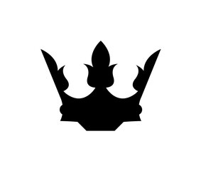 Simple black silhouette of an ornate crown against a white background.