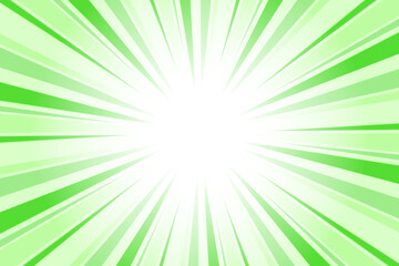 Fototapeta premium Abstract green sunburst background. Sun rays backdrop. Radial green background with sun rays. Summer vector illustration.