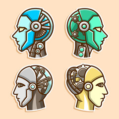 Four Robot Heads in Collection set