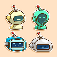 Cute robot sticker collection set 