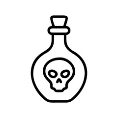 Vintage Skull Potion Bottle Icon Line Art Graphic for Halloween, Gothic, Fantasy, and Alchemy Designs
