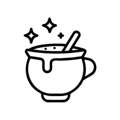 Magical Potion in a Cozy Mug Whimsical Line Art Illustration