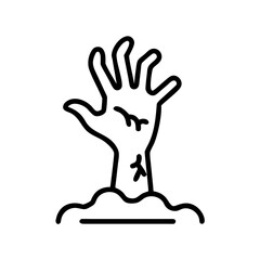Zombie Hand Rising from the Ground Halloween Icon, Horror Graphic, Undead Illustration, Spooky Clipart, Scary Image