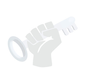 Obraz premium Fist hold old key. vector 