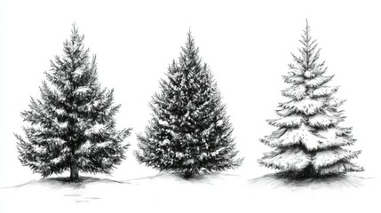 tree hand drawn christmas trees