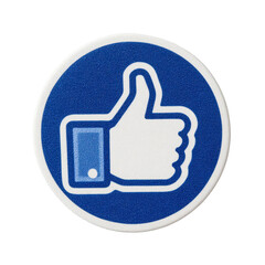 Obraz premium Blue Circle with White Thumbs Up Icon for Social Media Use