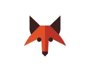 Geometric abstract fox face logo design minimalist flat style