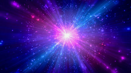 Naklejka premium Stunning Cosmic Explosion With Vibrant Colors and Radiant Light in a Vast Universe