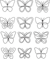 Elegant Minimalist Butterfly Line Art Set - Nature & Growth