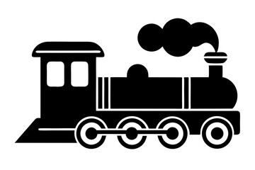 locomotive smoke train silhouette. Vintage steam train traveling through misty landscape vector