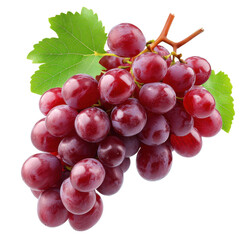 Fototapeta premium Fresh red grapes isolated on a clean white background perfect for healthy snacking or culinary use, Isolated image a bunch red grapes on a white background