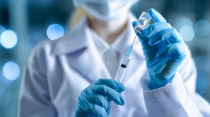 Healthcare Pro Prepares Vaccination Safely in a Clean Clinical Setting